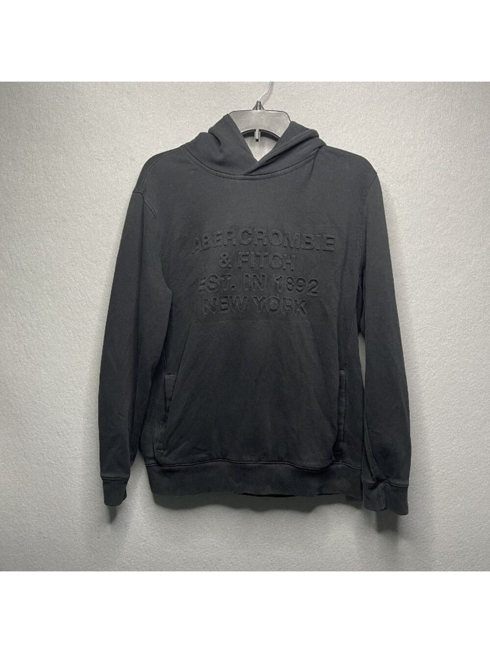 Abercrombie & Fitch Mens Soft Fleece Hoodie M Black Embroidered Logo Pullover